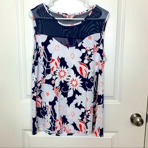 SJS blue and white floral top. XL